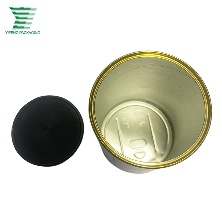 Biodegradable Metal Lid Cylinder Cardboard Box Natural Brownie Kraft Paper Tube for Coffee Beans Tea Leaves Tea Bags Packaging