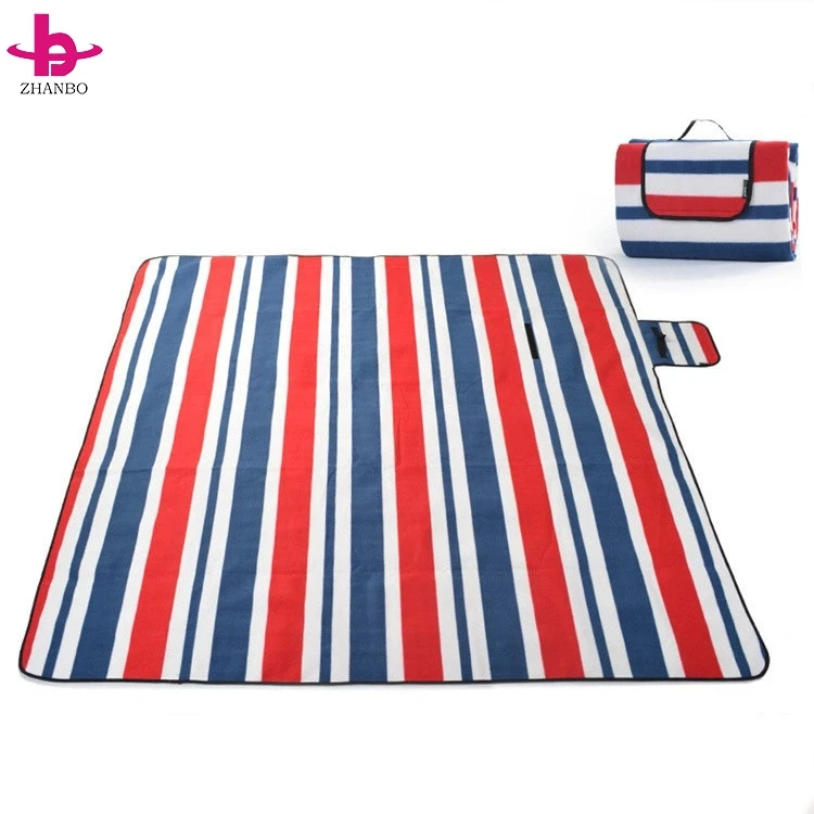 King Size Blue Plaid Foldable Picnic Blanket - Waterproof Sand Proof Outdoor Camping Picnic Mat