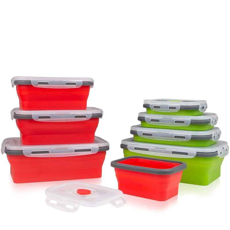 Silicone Collapsible Portable Lunch Box Large Capacity Bowl Lunch Bento Box Folding Lunchbox Eco-Friendly