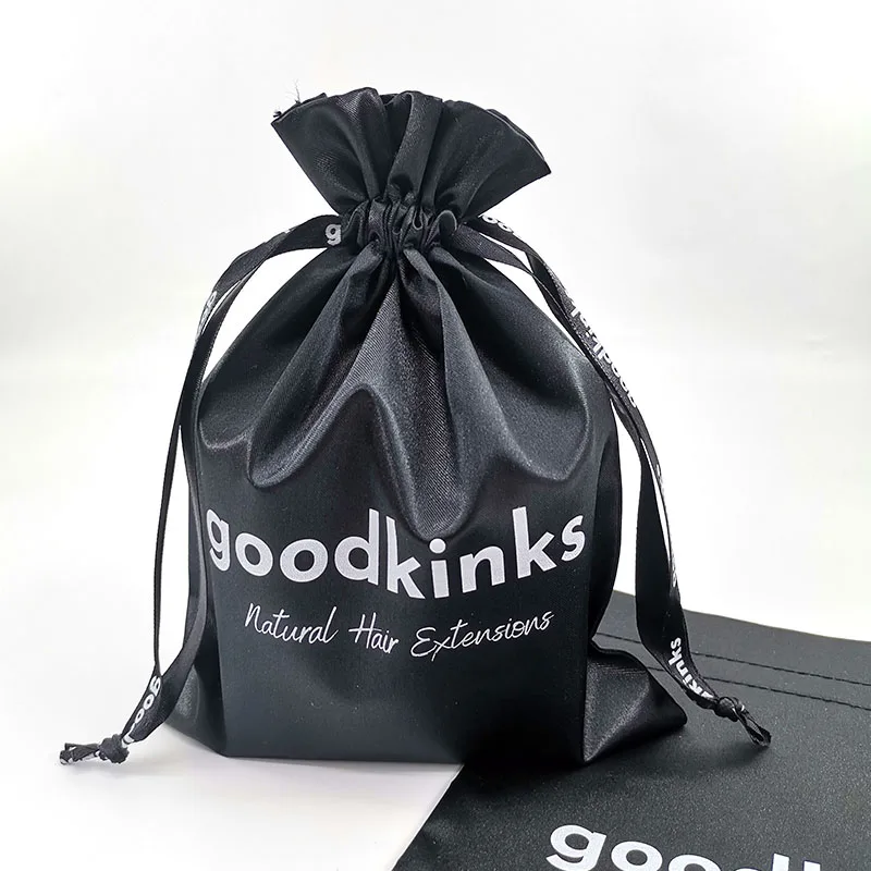 Silk Extension Packaging Satin Hair Bag for Makeup Cosmetics Jewelry Textile Packaging Beauty Products Bag