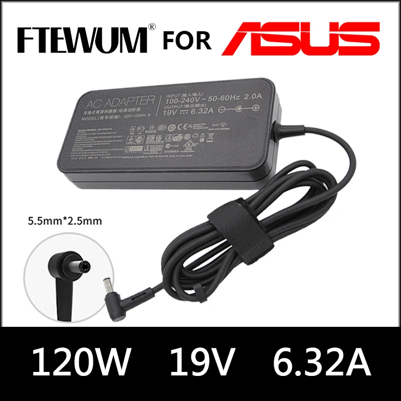 FTEWUM 19V 6.32A 5.5*2.5mm 120W Laptop Adapter AC Power For toshiba Satellite For Asus PA-1121-28 N750 N500 N53S G50 N55 Charger