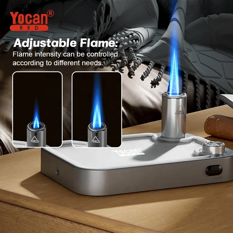 Wholesale Portable Desktop Refillable Butane Gas Jet Mini Flame Cigar Lighter Torch Lighter