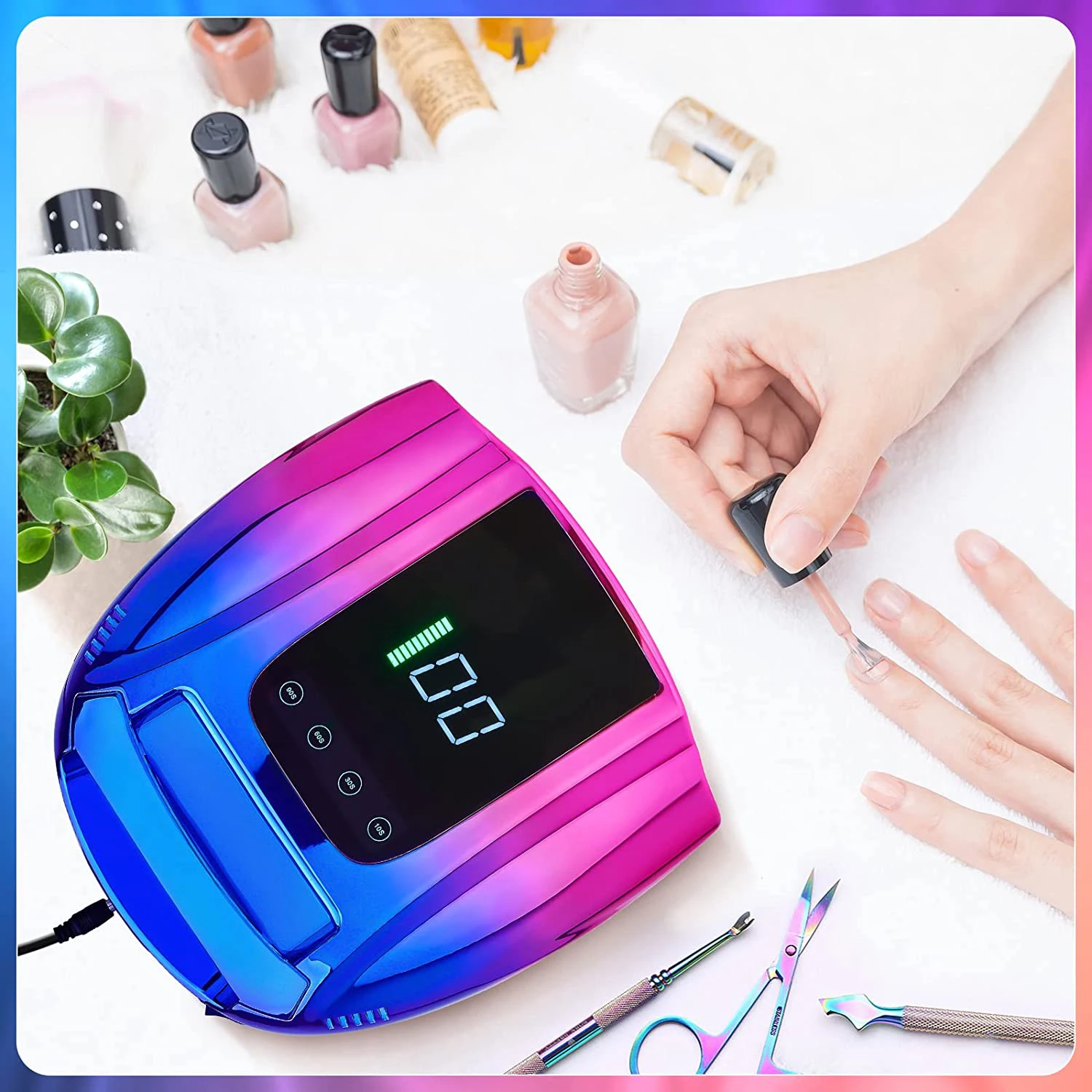 New Design 96W fast curing thumb cordless uv LED lamp professional nail dryer uv led lamp rechargeable nail lamp