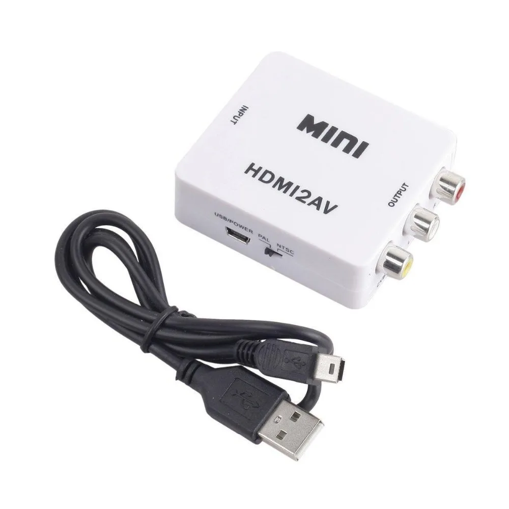 KUYIL 1080P HDMI to AV 3RCA CVBS Composite Video Audio Converter Adapter Supporting PAL/NTSC with USB Charge Cable for PC Laptop