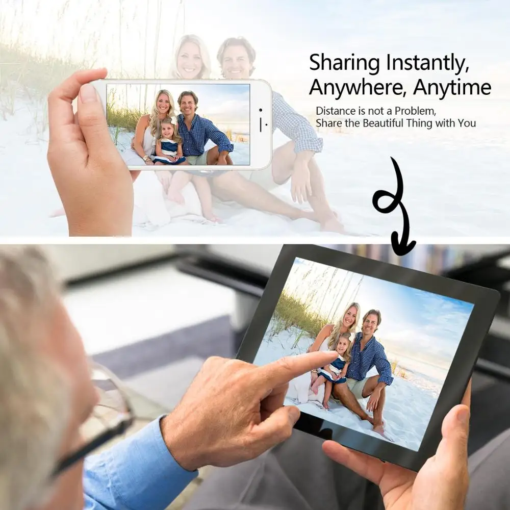 Frameo app 10.1 inch IPS WiFi android LCD led screen digital photo frame support 1280*800 Ips digital picture frame