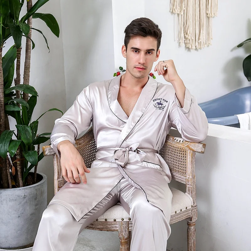 Мужская шелковая атласная пижама одноцветная 3xl костюм ночные штаны для