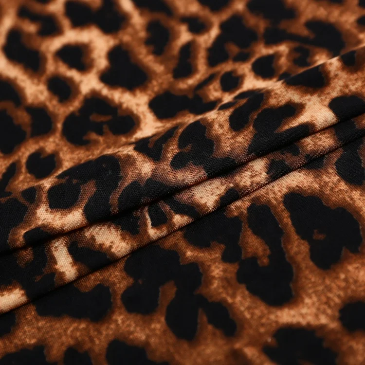 Shaoxing textile city hot selling fashionable knitted stretch 96% polyester 4% spandex leopard print fabric