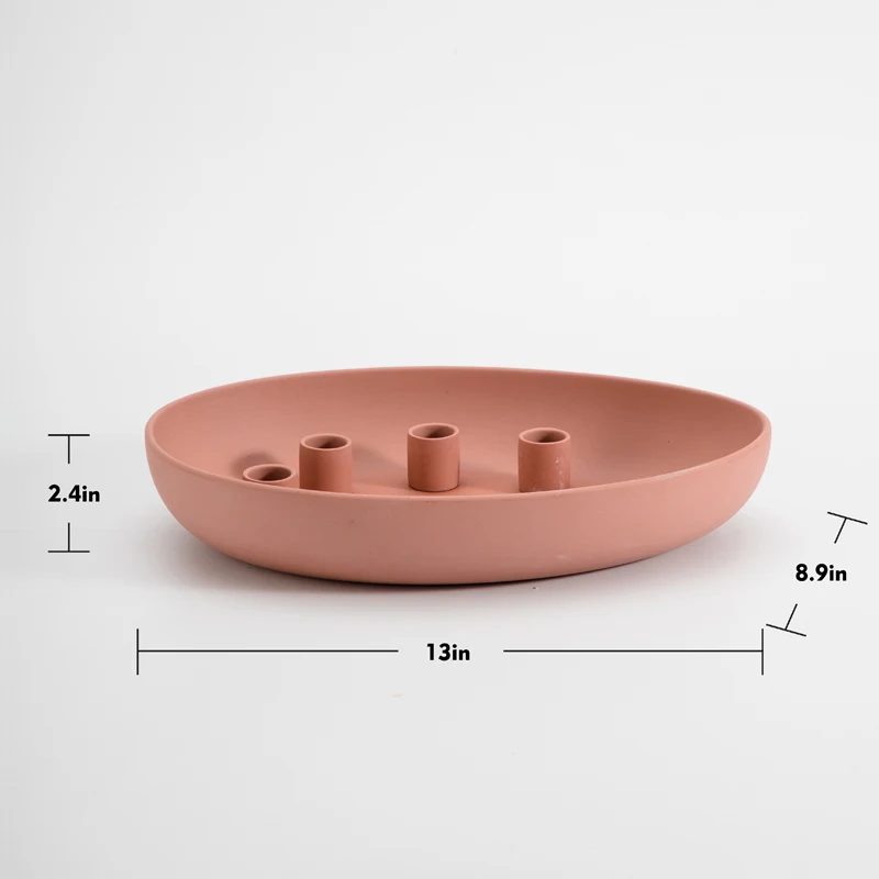 Wholesale Nordic Matt Home Decor Modern Beige Egg Shape Ceramic Candle Plate Holder in Bulk