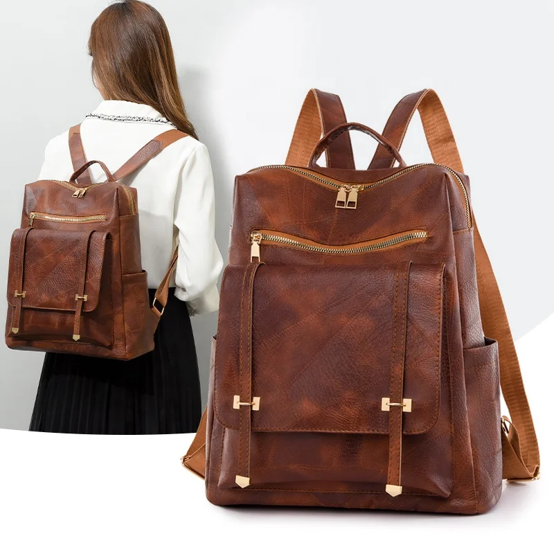 New Design Vintage Travel Ladies Back Pack PU Leather School Bag College Outside Girl backpack for women