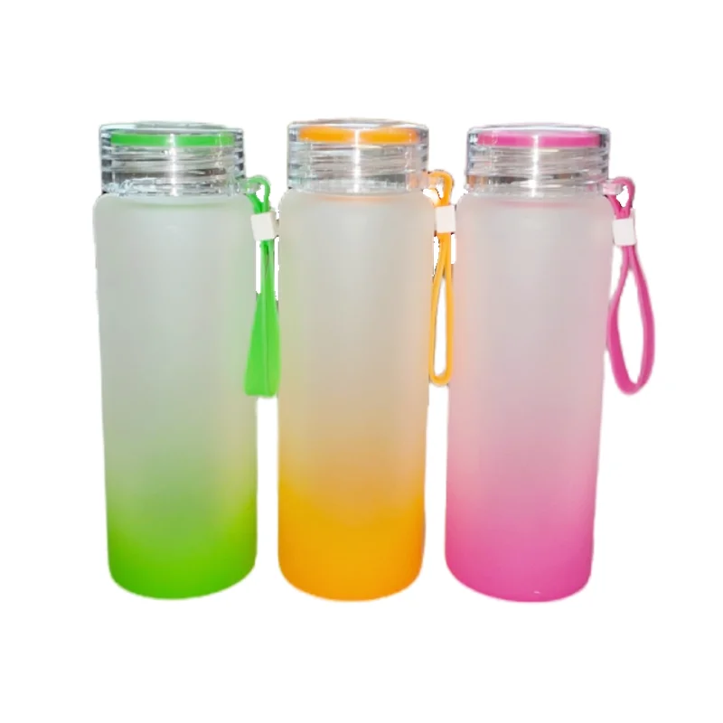 USA WAREHOUSE stocked 17oz 500ml Frosted Sublimation Ombre Gradient color Matte Glass Tumbler Sub Glass Water Bottle