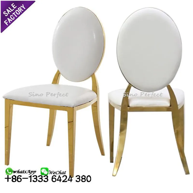 Favorable Price Round Pattern Back Stainless Steel Golden Party Event Chairs Wedding Banquet Furniture