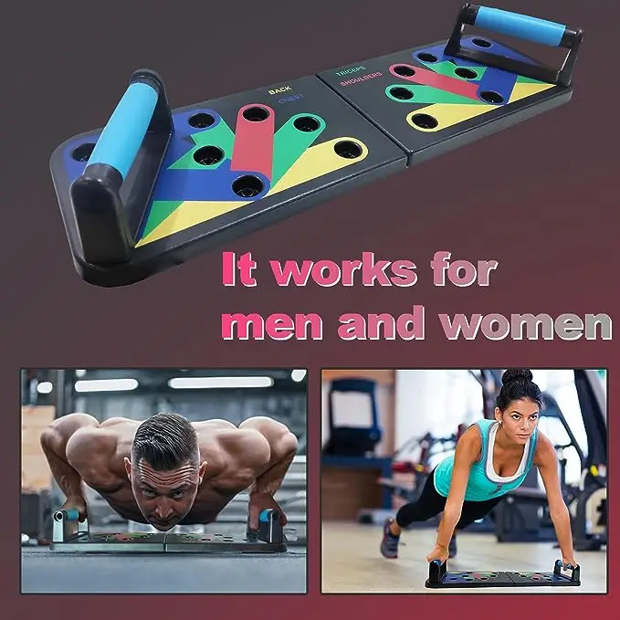 Push Up Board Foldable Push Up Stands for Men & Women, Color-Coded Push Up Board Portable For Fitness  Gym Non-slip Upper Body