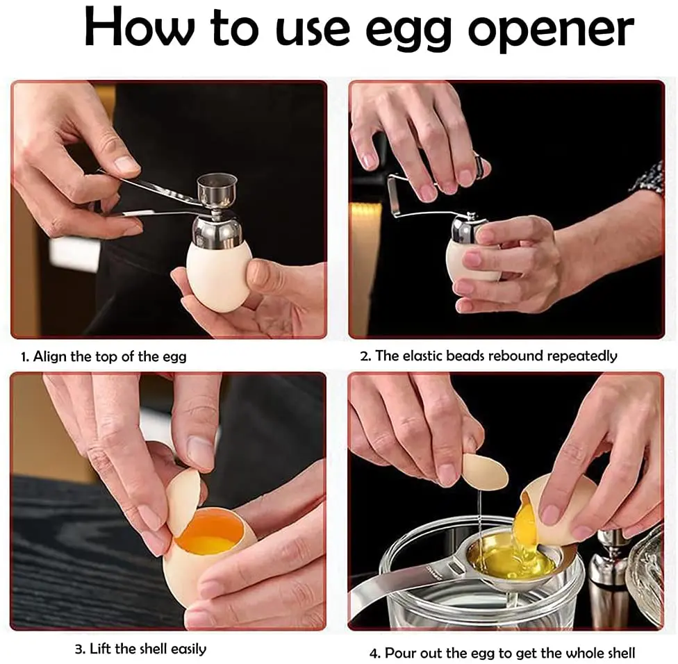 Good Quality Egg Opener Stainless Steel Egg Cracker Topper Open The Egg Apparatus Kitchen Tools