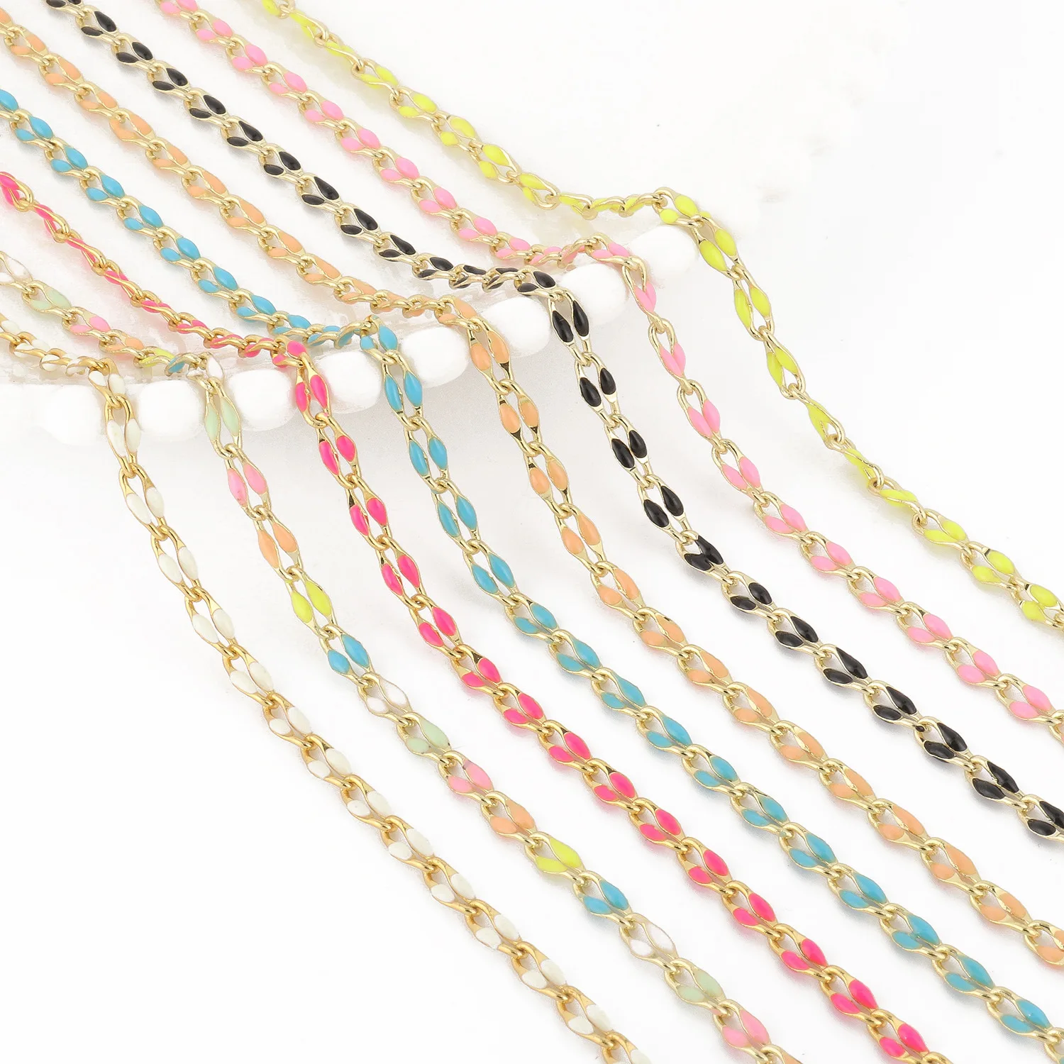 B769 colorful enamel stainless steel chain,hot gold bulk chains for necklace bracelet jewelry accessory diy