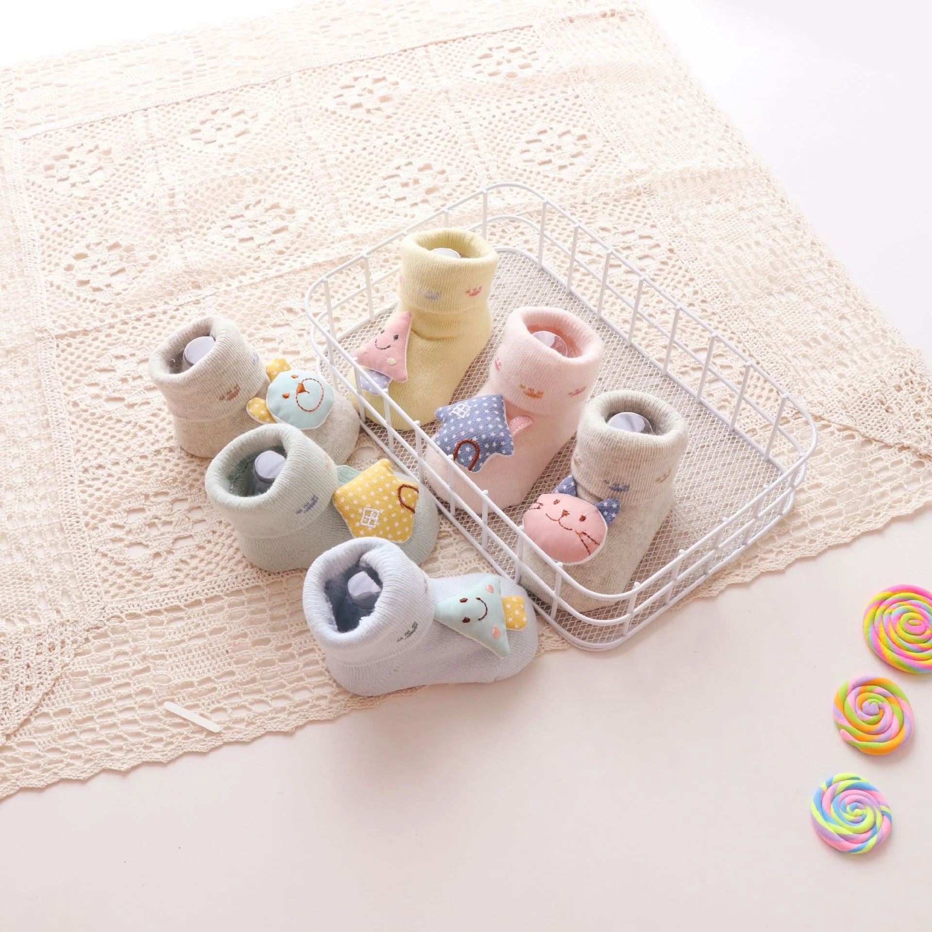 
Anti slip gripper kids rubber sole girls organic cotton korean kids socks 