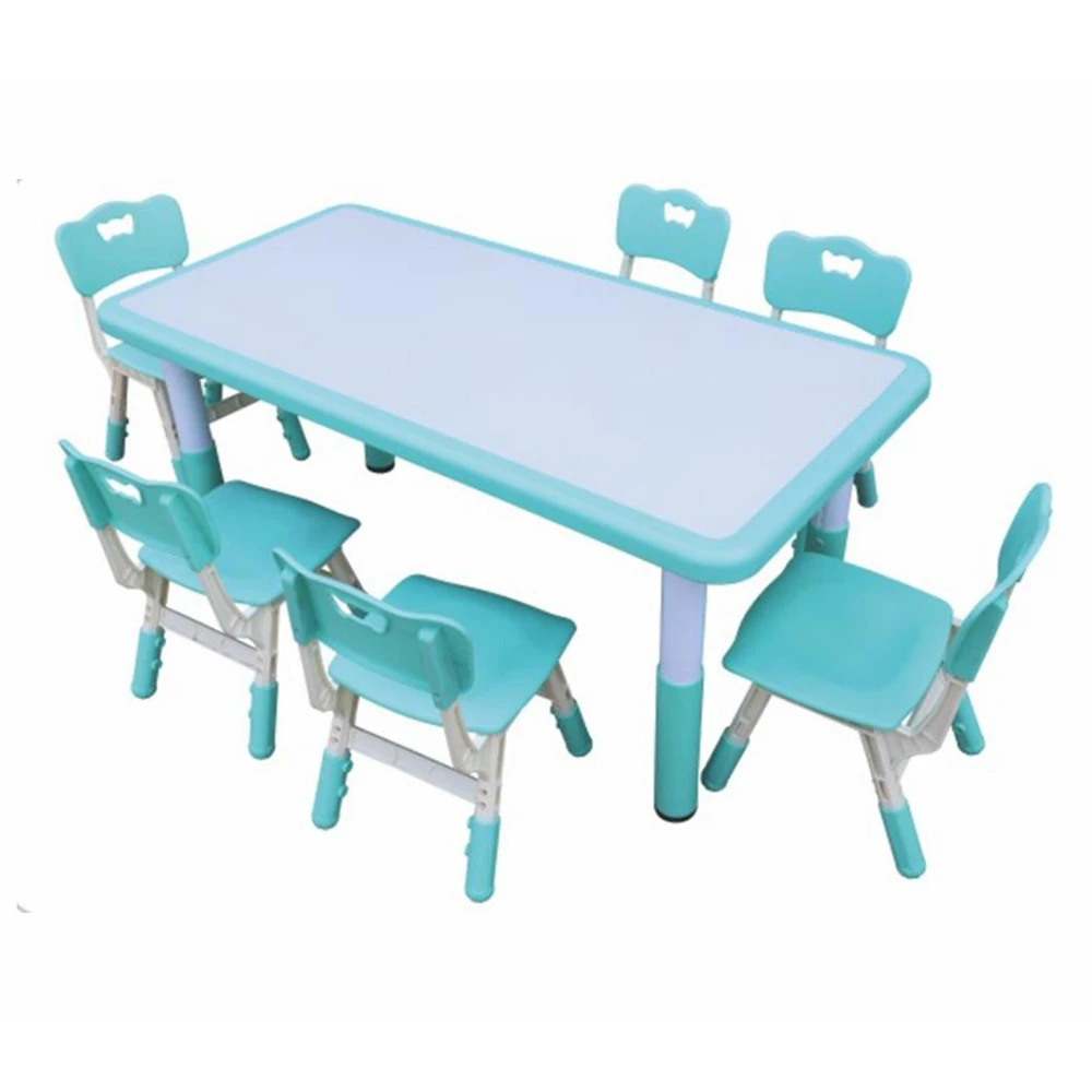 Cheap Price Kindergarten Kids Desk and Chair Set Classroom Furniture School Children Plastic Rectangle Table and Chair for Sale