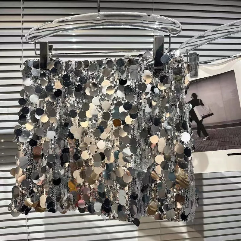 2-15 Years Girls Bright A Line Silver sequin Skirt dress Girls Voyage Paillette Mini Skirt