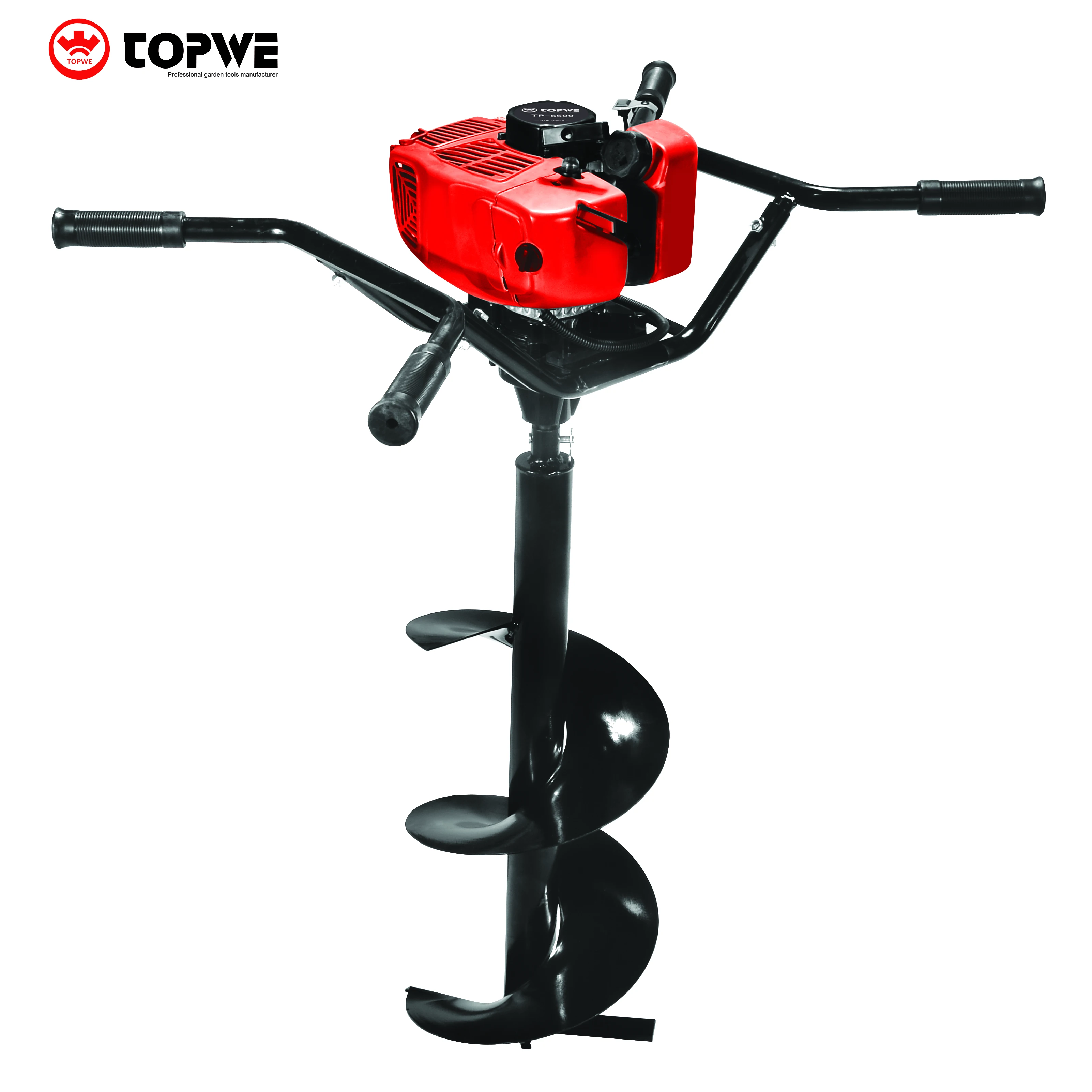 TOPWE Custom Logo Garden Tool 58cc Earth Drill 2-stroke Worm Gear Auger For Earth Drilling