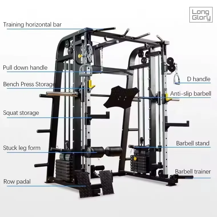 Commercial Gym Fitness Equipment Body Building Power Squat All in One Trainer Rack Multifunctional Smith Machine for Home Gym