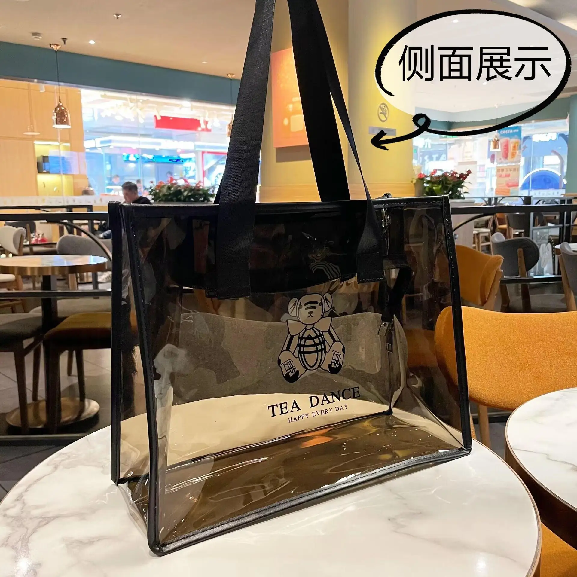 custom logo clear large waterproof Beach bag Shopping bag Women Clear Tote Bag Waterproof PVC Transparent