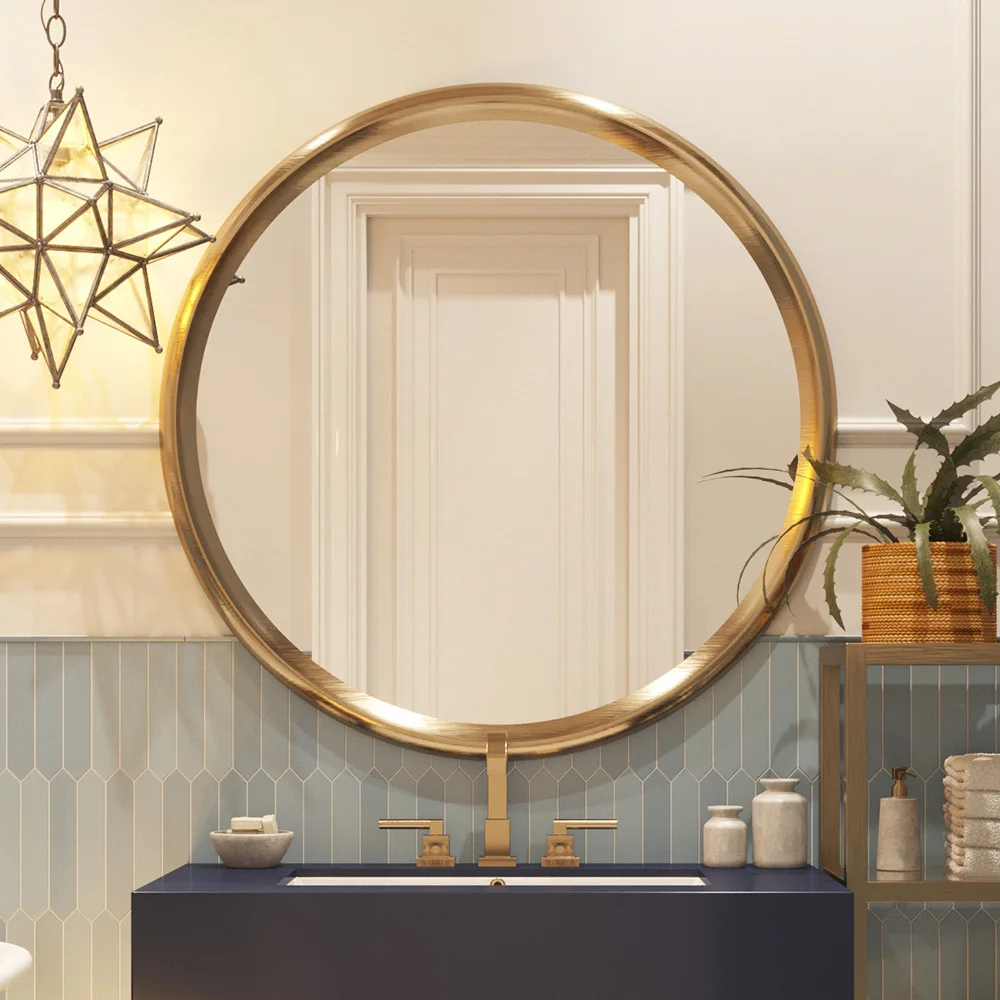 2020 factory luxury home decoration beauty wall mounted round decorative vanity mirror for bathroom