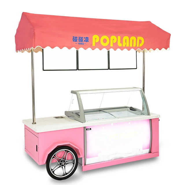 High Quality Portable Ice Cream Trolley With Ice Cream Fridge Freezer With Wheels For Restaurant
