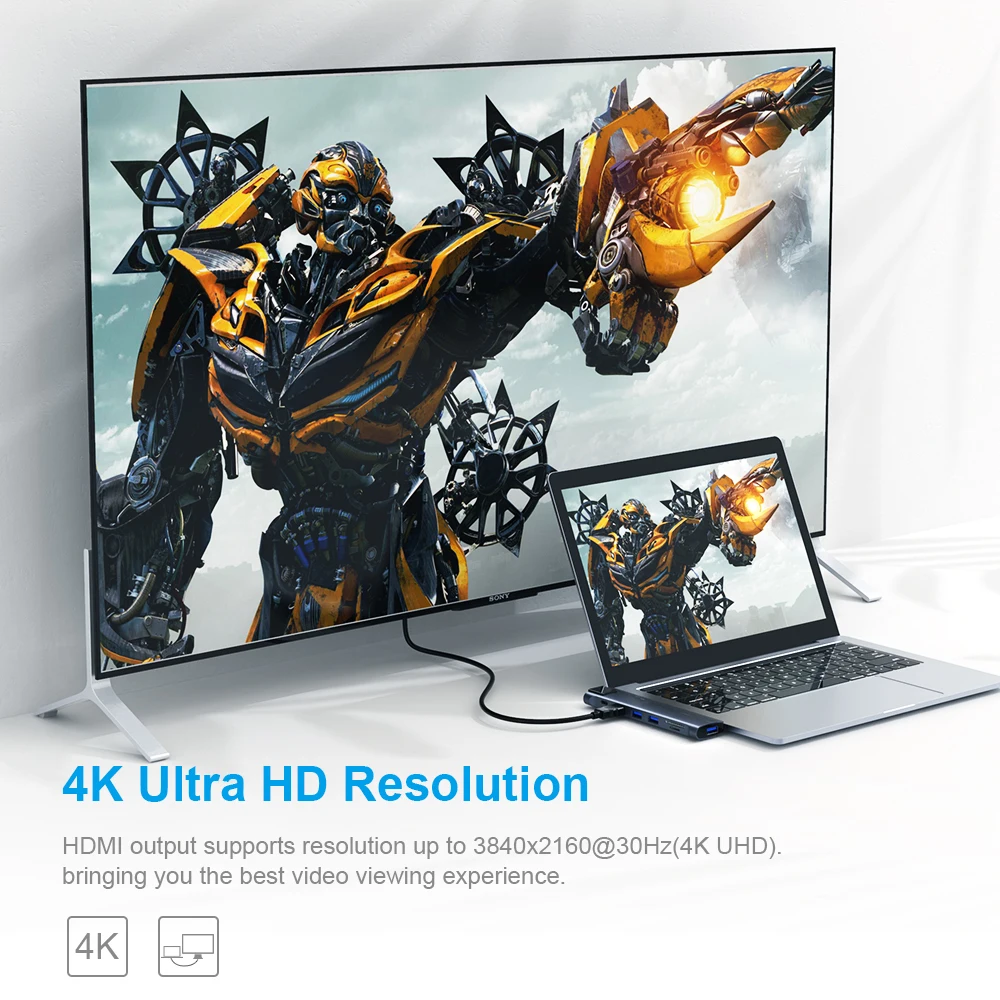 8 In 1 Type C To USB Hub With Rj45 Fast Charge USB C Hub Adapter For Macbook Pro