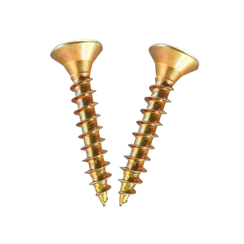 Carbon Steel Yellow Galvanized MDF Screw Chipboard Screw with Ribs