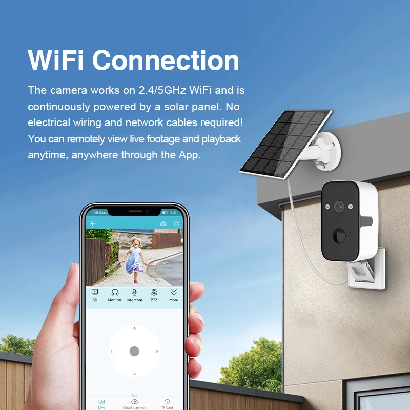 Factory OEM CB57-TZ Wireless WiFi Network Solar Power Battery Camera Smart PIR Human Detection Outdoor Security Camera