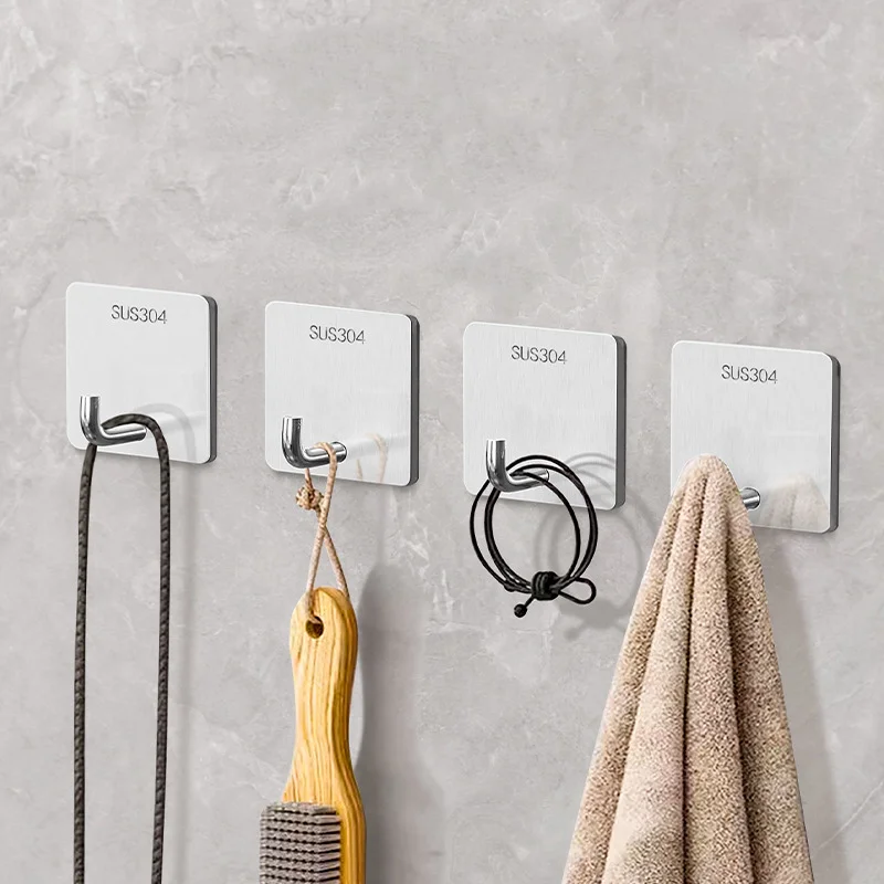 Stainless Steel Waterproof Strong Adhesive Door Back Coat Hooks Elephant Nose Hooks No Punch Home Use