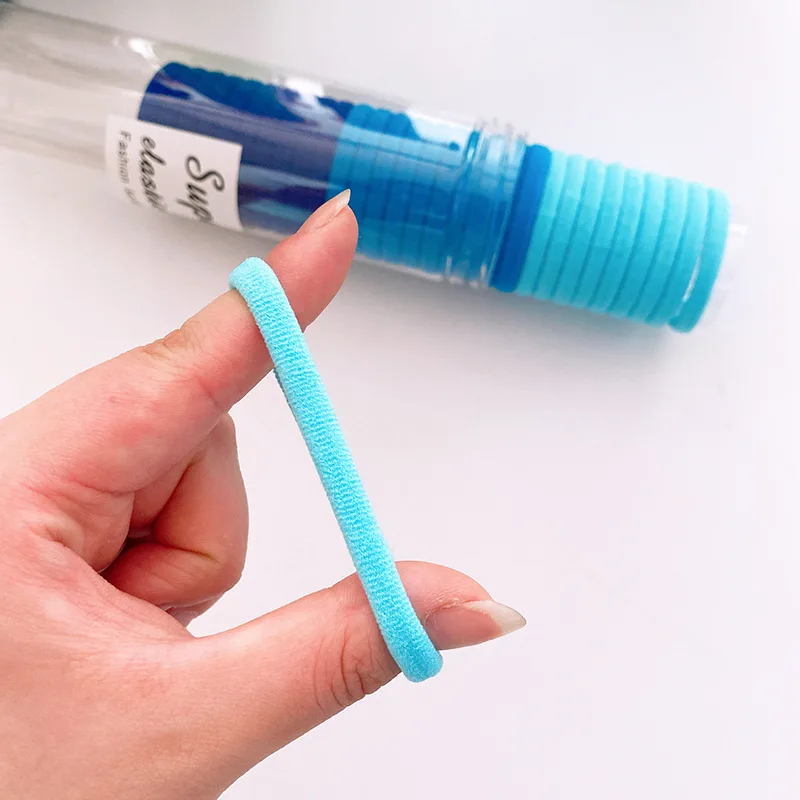 Wholesale Korean 30pcs Simple Design Nylon Seamless Strong Elastic Hair Ties Rope Candy Solid Color Scrunchies For Women Girls