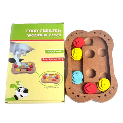 Quiki Dog Toy Interactive Wooden Pet Dog Toys Food Feeder Claw Bone Design Dog Puzzle Toys IQ Training Plate