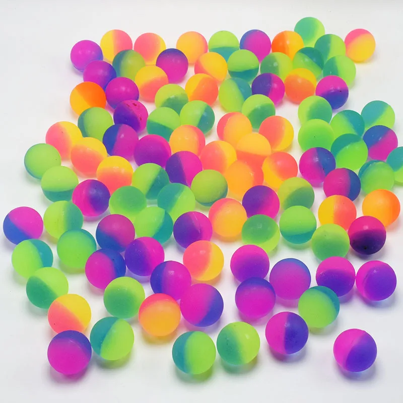 Wholesale New Designs Dull Polish 25mm 30mm rainbow Capsule Toy Multi Color High Bouncing Rubber Elastic Ball