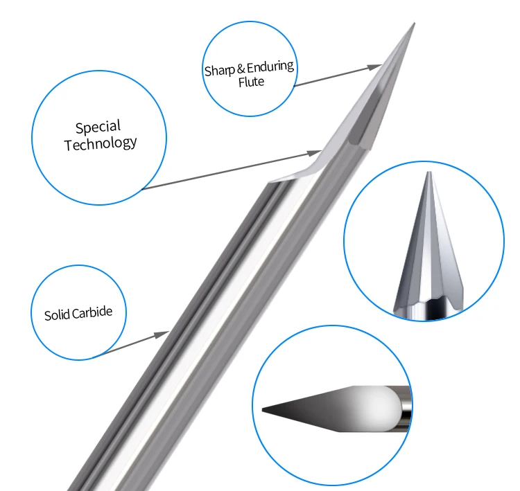 JR Engraving CNC Bits 3.175mm Tungsten Carbide Engraving Milling Cutters Lathe Tools