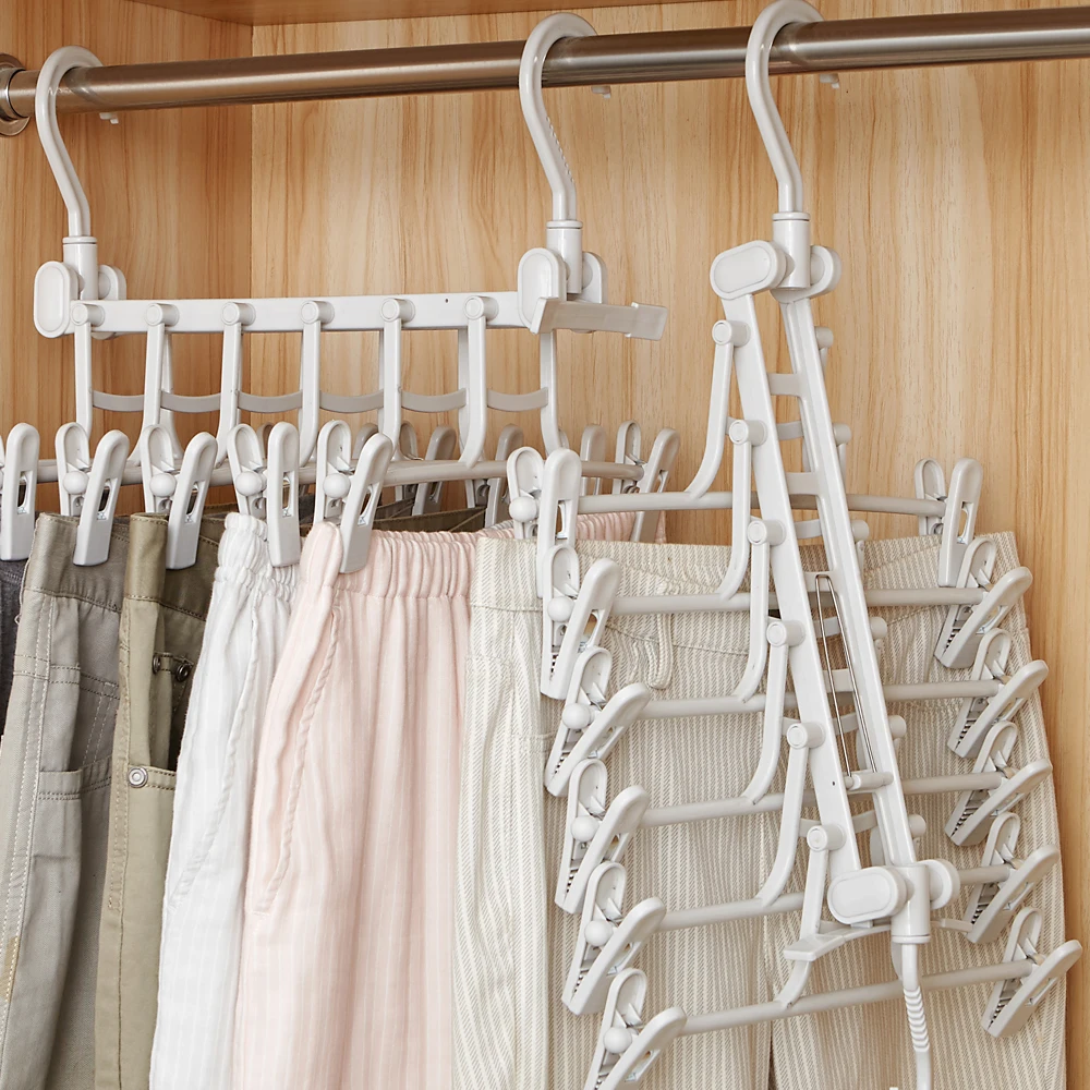 6 Combination Plastic Trousers and Pants Drying and Storage Hanger