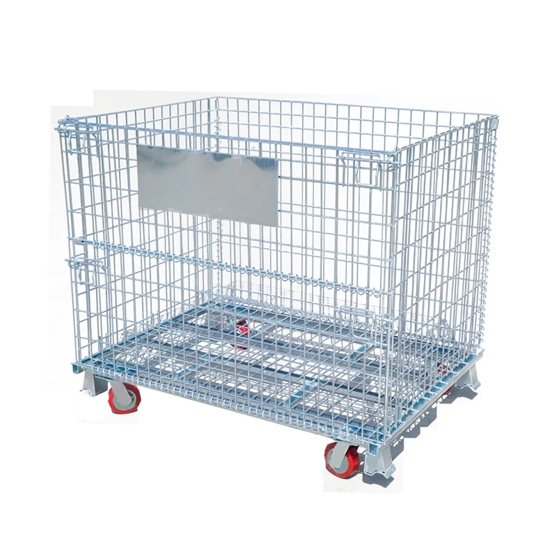 4 Wheels Steel Metal Cargo Storage Cage Wire Mesh Container