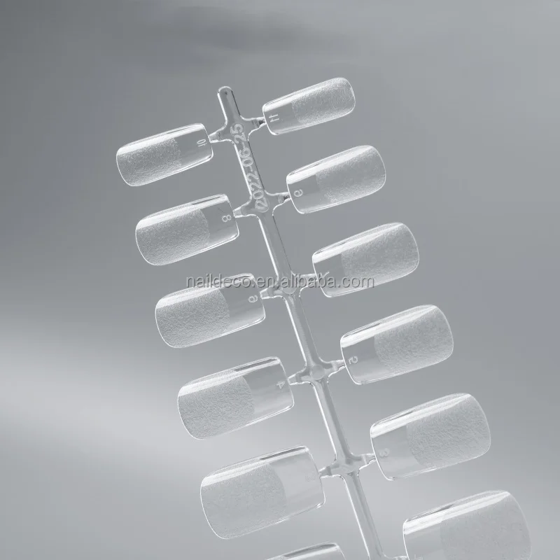 NEW Arrival Full  Coverage  Natural Etched tips rough  Matte inside X- Short Square  Shape  press on nail tips