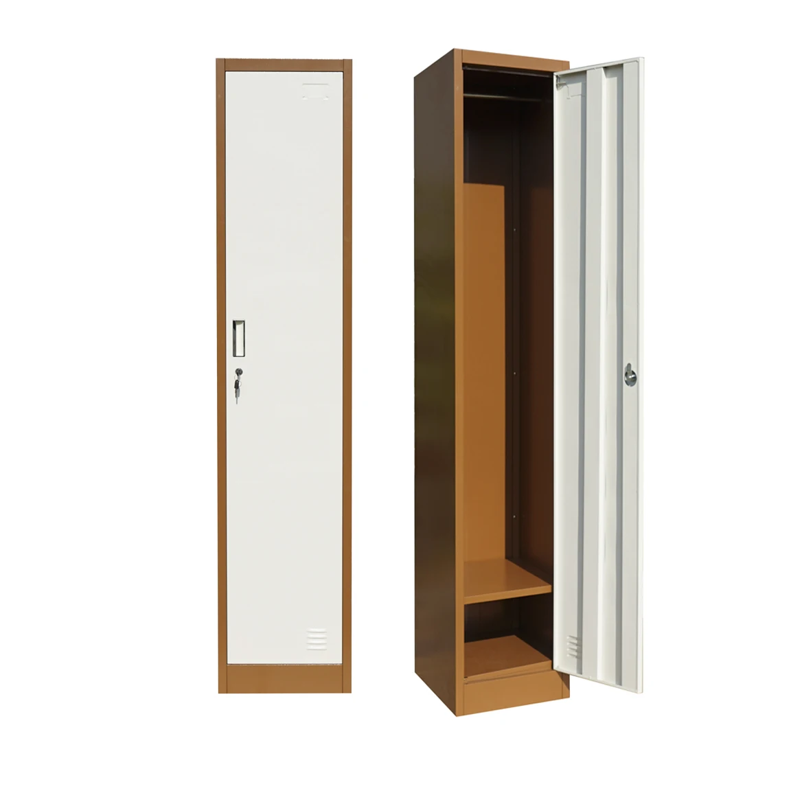 2024 Modern Steel Vertical Single Door Storage Clothes Wardrobe Locker Cabinet New Commercial Office Furniture Price Concessions