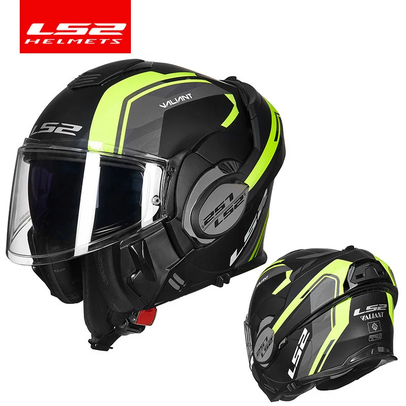LS2 FF399 Valiant motorcycle Helmet Man Women Full Face Chrome Helmet Without Anti-Fog Fip Up capacete ls2