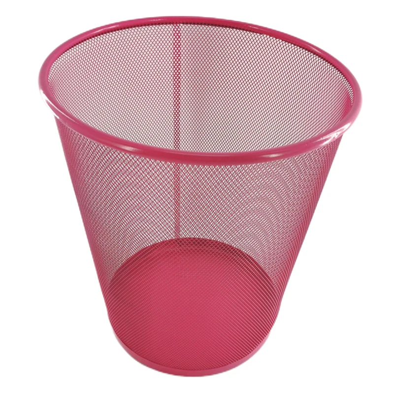 Office Cheap Paper Basket Black Metal Mesh Trash Can Paper Waste Bin Easy to Clean Design Home Kitchen Basket