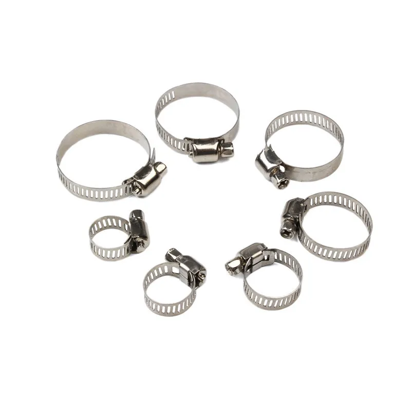 60pcs Kit 201/304/316 Steel Single Ear Hose Clamps Assortment Kit Pipe Fixing Clamps With 7 Different Sizes