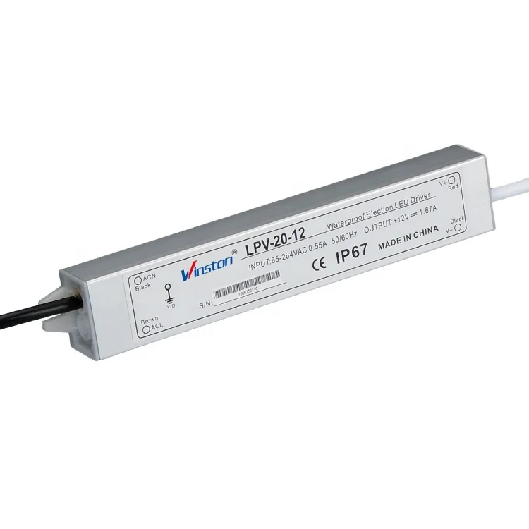 LPV-20 IP67 20W 12V 24V Single Output Waterproof LED Driver