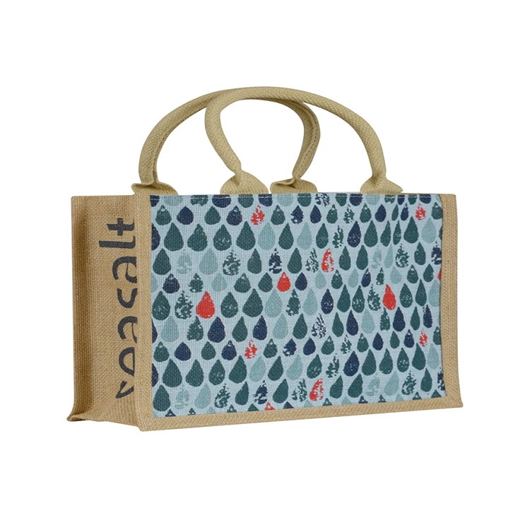 Wholesale custom printing reusable shopping tote fashion packing handbag jute bag