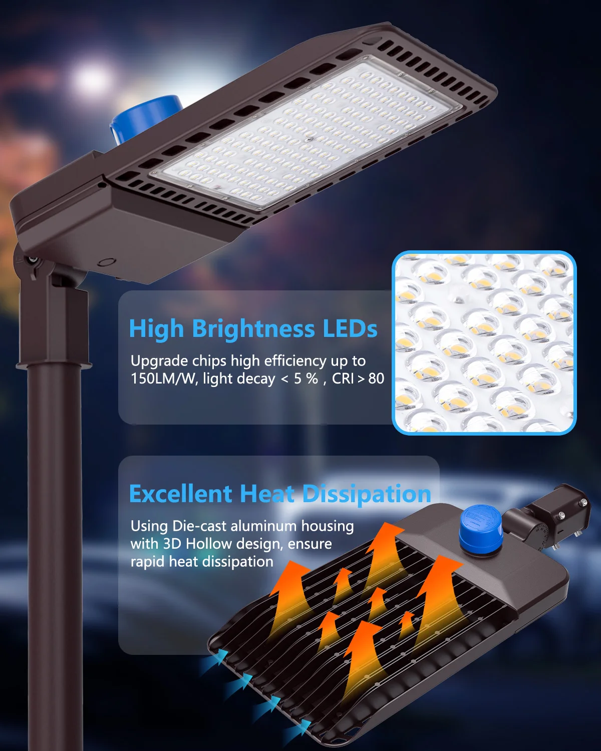 Street Shoebox Lamp 100 150 200 240 300 Watt Photocell Outdoor Flood Garden Wall Fixture Led Parking Lot Light