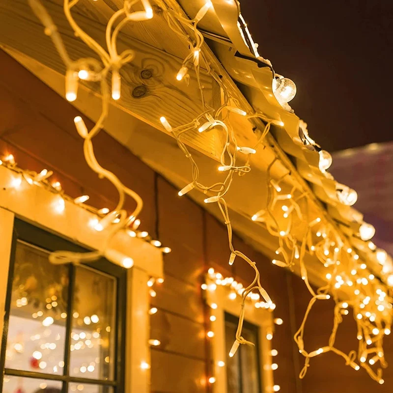 Icicle Lights Outdoor 10m 400 LED Waterproof Outdoor Christmas Lights 8 Modes Plug in Long Fairy Light
