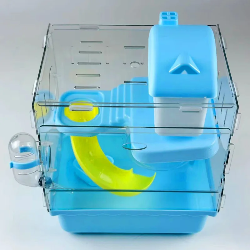 USMILE Hot Selling Multi Colors Fully Enclosed Transparent 2 Layer Large Capacity Sustainable Acrylic Small Animals Hamster Cage