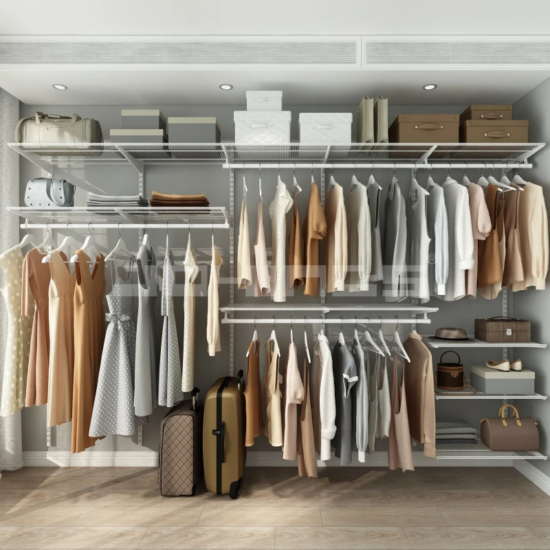 DIY freely Cloakroom wall mount eco-friendly metal wardrobe accessories coatroom storage cloth organizer shoe rack