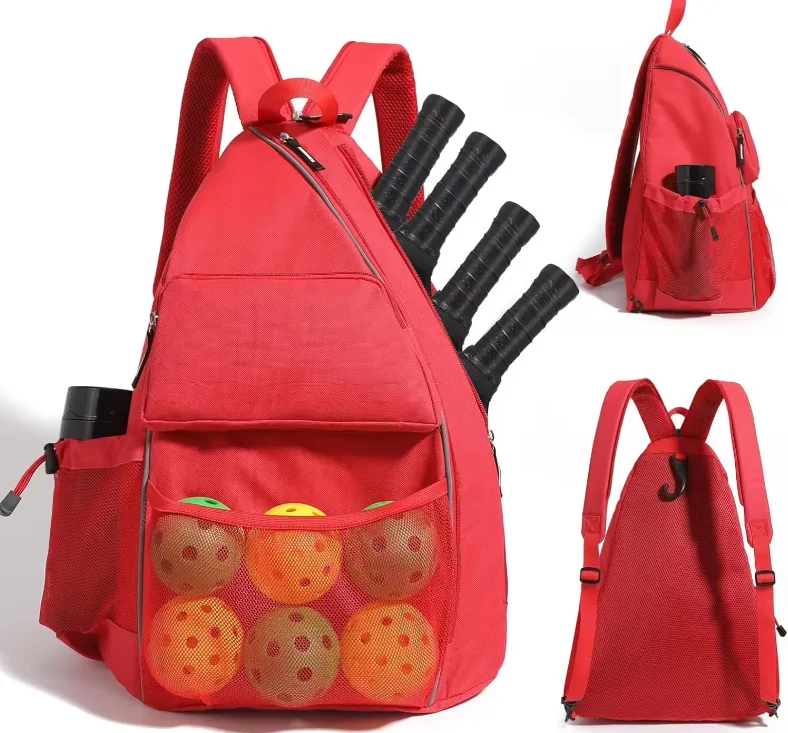 Large Capacity Sports Bag for 4 Paddles Multi-Functional Cross-body Sports Backpack With Fence Hook Pickleball Sport Bag