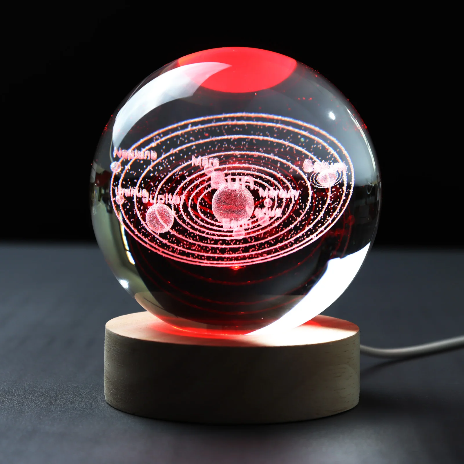 3d laser solar system  crystal ball lamp for kids night light lamp