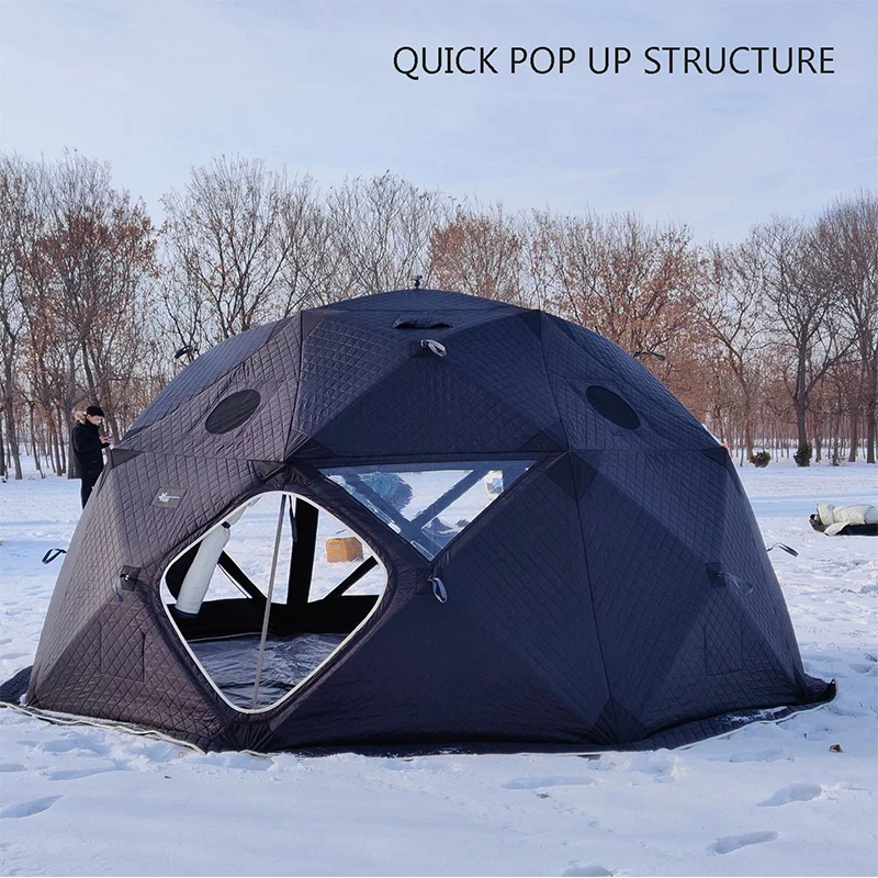 Outdoor Insulated Octagonal Large Space 3 Layers Winter Ice Fishing Round Dome Sauna Hiking Tent with TPU skylight
